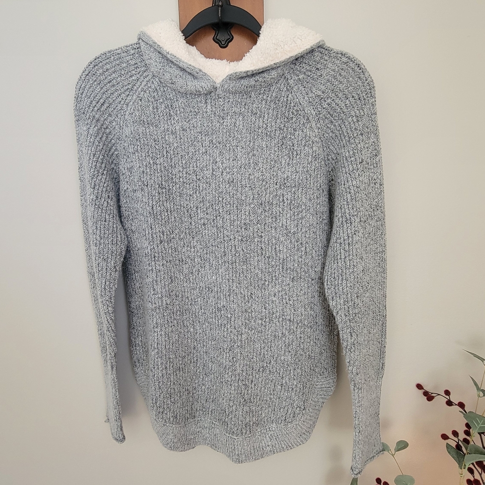 Lety Me Cozy Hooded Chenille Sweater - Light Gray Size S